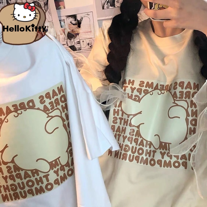 Japanese Anime Pom Pom Purin T Shirts Cute Cartoon Short Sleeves Summer Casual Harajuku Top Tees - PomPomPurin Plush